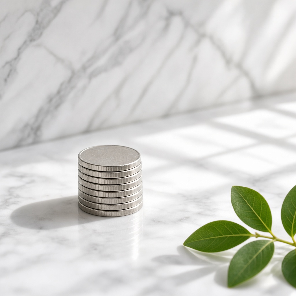 Fine silver coins in natural light